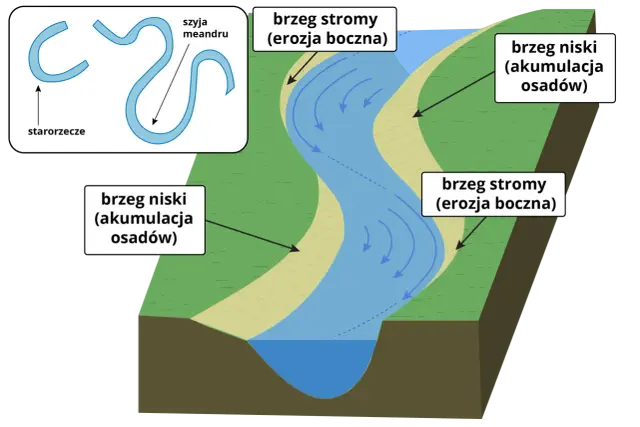 Meander rzeczny - jak powstaje zakole i kiedy staje się starorzeczem